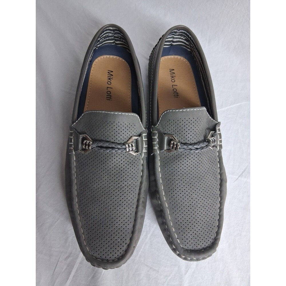 Miko Lotti Mens 10 Gray Driving Loafers Dress Shoes Summer Resortwear Travel